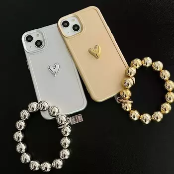 3d Сердце Серебро Золото Цвета Любовь Браслет Милый Джейн Друг Чехол Для Телефона Для Iphone 14 Plus Pro Max Xsmax X Xr 13 11 12 Promax Capa For iphone 14plus