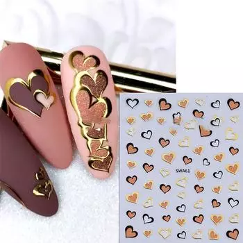 3D Сердце Злодей День Святого Валентина Наклейки для ногтей Наклейки для ногтей Diy Красочные наклейки для ногтей Аксессуары для дизайна ногтей E