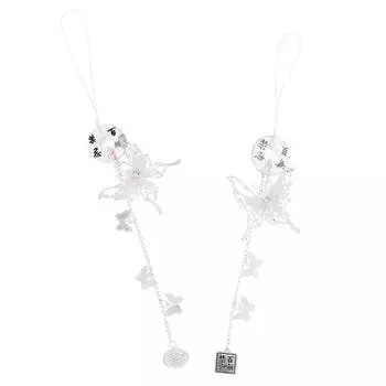 3D серебристые бусины-бабочки из жемчуга, бисерная телефонная цепочка для камеры, веревка для подвешивания, анти-потеря, шнурок для подвешивания ювелирных изделий as the picture