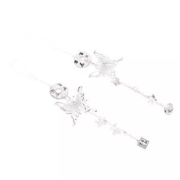 3D серебристые бусины-бабочки из жемчуга, бисерная телефонная цепочка для камеры, веревка для подвешивания, анти-потеря, шнурок для подвешивания ювелирных изделий 2