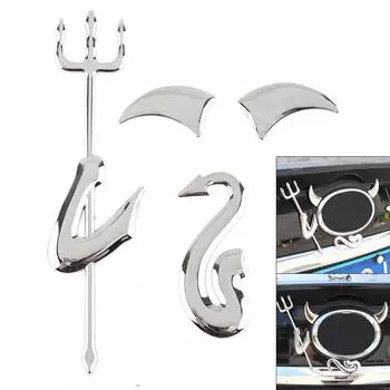 3D серебристый металлический универсальный милый узор маленького дьявола, индивидуальный логотип автомобиля, изменение, украшение, наклейки чёрный