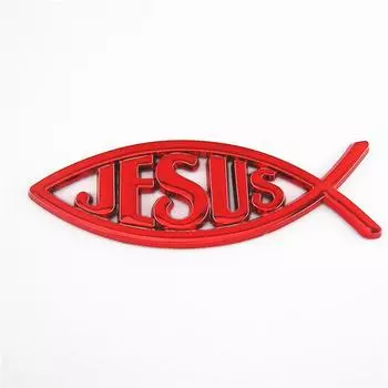 3D серебряный/красный/золотой/синий Иисус-рыба эмблемы христианский символ автомобильная наклейка золотистый
