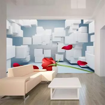 3D сетка розы фрески ТВ фон обои гостиная диван спальня настенная роспись 200 cm(W) x 140 cm(H)