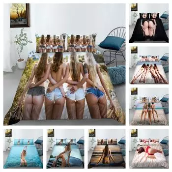 3D сексуальные женские комплекты постельного белья, пододеяльник, детский подарок, пододеяльник, наволочка, полиэстеровые покрывала, одноместное двойное Single 135x200cm