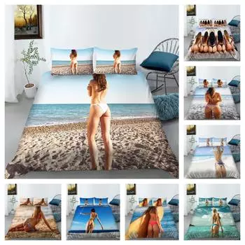 3D сексуальный женский пододеяльник с принтом, полиэстеровая наволочка, удобная мягкая микрофибра, комплект постельных принадлежностей, подарок для девочек и мальчиков-подростков Single 135x200cm