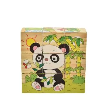 3d Шестиликий Животный Фрукт Деревянный Пазл Живопись Строительные Игрушки Для Детей И Младенцев Раннее Обучение Пазлы