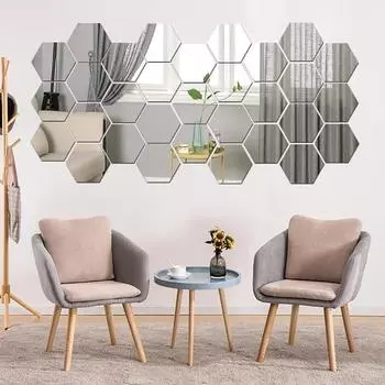 3D шестиугольные зеркальные настенные наклейки DIY настенные зеркала наклейки съемные самоклеящиеся эстетические мозаичные плитки наклейки для украшения дома 6Pcs