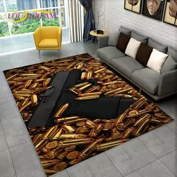 3D штурмовая винтовка, пистолет, патрон, коврик для пистолета, коврик для дома, гостиной, спальни, дивана, коврик для двери, декор, детский нескользящий напольный коврик 40x60cm(15x23in)