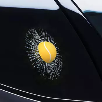 3D шутка хитрый разбитое стекло наклейка авто декор кузова креативное окно автомобиля Yellow Tennis Ball