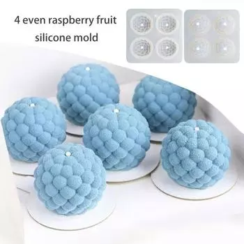 3D силиконовая форма для малины, 4 полости, многоразовая пищевая форма для выпечки для DIY, десертов, мусса, шоколада чистый