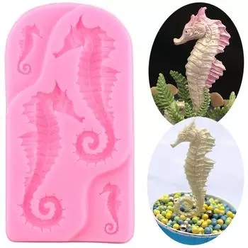 3D силиконовые формы «Морской конек», инструменты для украшения торта «сделай сам», топпер для кексов, формы для помадки, шоколадные конфеты, глиняные формы