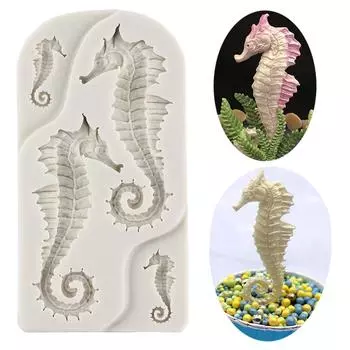 3D силиконовые формы «Морской конек», инструменты для украшения торта «сделай сам», топпер для кексов, формы для помадки, шоколадные конфеты, глиняные формы