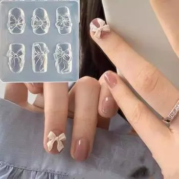 3D Силиконовый Молд для Ногтей Цветок Бант Бабочка Шаблоны для Ногтей Прозрачный Молд DIY Декор для Ногтей Штамповочные Пластины Инструменты для Маникюра A2