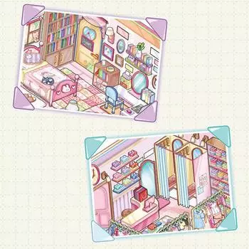 3D-симулятор, наклейки для домиков, милый мультяшный материал, самодельные наклейки для ландшафтного дизайна, детские игрушки, декоративные наклейки A3