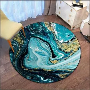 3D синий цвет, мраморный тематический круглый ковер, декор для пола в гостиной, роскошные коврики, мраморные ковры, современный кухонный ковер, ковер для спальни 60X60cm