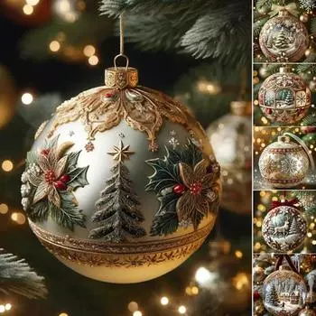 3D Сказочная планета Рождественский орнамент Снежные шары Рождественская елка Снежинка Олень Подвесное украшение для праздничного домашнего декора