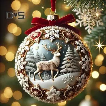 3D Сказочная планета Рождественский орнамент Снежные шары Рождественская елка Снежинка Олень Подвесное украшение для праздничного домашнего декора K