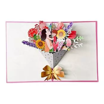 # 3D складная открытка бумажный букет цветов на День матери, мамы, жены, учителя