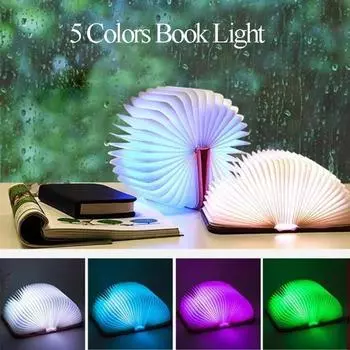 3D Складной Креативный светодиодный ночник RGB Цвет USB Перезарядка Деревянная книга Светильник Декор Спальня Настольная лампа для ребенка Подарок на день рождения S-10x8x2.5cm