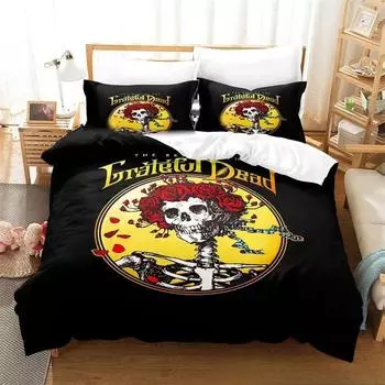 3D Skull Grateful Dead Bedding Set Boys Girls Twin Queen King Size Duvet Cover Pillowcase Bed boys Adult Home Textileextile 135x200cm 2pcs