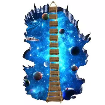 3D сломанная стена Galaxy Star Planet Bridge напольные наклейки на стену для гостиной детская игровая комната украшение спальни настенные художественные наклейки 60*90cm синий