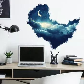 3D Сломанная Стена Ночной Вид Лунный Свет Луна Спальня Гостиная Домашний Фон Украшение Декоративная Наклейка На Стену 40*60cm/fun-e298