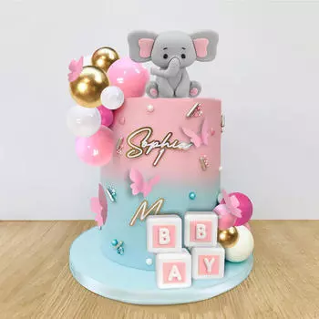 3D Слоны торт украшения набор для дня рождения украшения своими руками поделки праздничные принадлежности для розовый