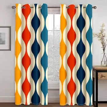 3D Современное Абстрактное Искусство Цветная Текстура Шторы 2 Панельные Светильники Роскошный Дом Гостиная Спальня Балкон Детская Комната Декор 50W130H(CM)X2PCS&Grommet Top