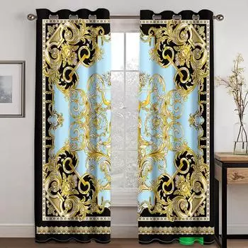 3D Современные товары класса люкс Бренд Золотые Полоски Солнцезащитные Шторы 2 Панели Роскошные Гостиные Спальни Домашний Декор Шторы Бесплатная Доставка 100W130H(CM)40x51in&Rod Pocket