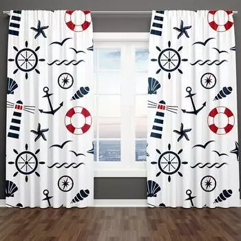 3D Современный Летний Океан Серия Парус Через Якорь Синий Затенение Спальня Окно Шторы Комплект Для Гостиной 2 Части Бесплатная Доставка 100W130H(CM)40x51in&Hook