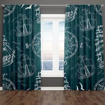 3D Современный Летний Океан Серия Парус Через Якорь Синий Затенение Спальня Окно Шторы Комплект Для Гостиной 2 Части Бесплатная Доставка 100W130H(CM)40x51in&Hook