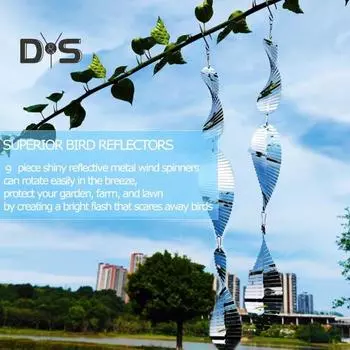 3D спиральный ветряной вертушка, отпугиватель птиц, украшение для сада, двора, фермы, подвесной ветряной колокольчик из нержавеющей стали, устройство для отпугивания птиц, украшение серебряный