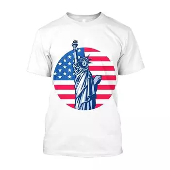 3D Статуя Свободы с принтом американского флага, графические футболки для мужчин, повседневные модные футболки в стиле Харадзюку, одежда унисекс, топ XS