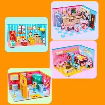 3D стерео головоломка кухня спальня гостиная ванная комната модель ручная работа поделки своими руками развивающие игрушки подарок для детей рождественский подарок A2