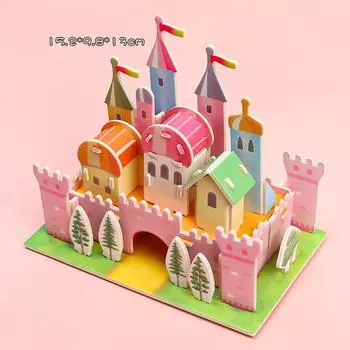 3D Stereo Puzzle Handmade DIY Cartoon House Villa Castle Building Model Montessori Early Learning Educational Toys for Children