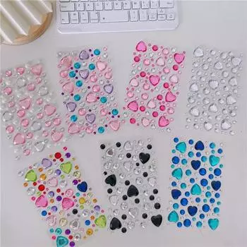 3D стерео стразовая наклейка для журнала скрапбукинга блестящее сердце DIY декоративная наклейка для девочки корейская мода наклейка школьные принадлежности