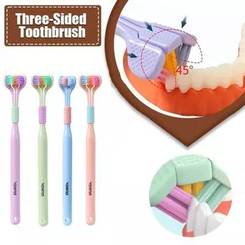 3D стерео трехсторонняя зубная щетка ультратонкая мягкая щетина для взрослых скребок для языка глубокая очистка здоровье уход за полостью рта зубная щетка синий