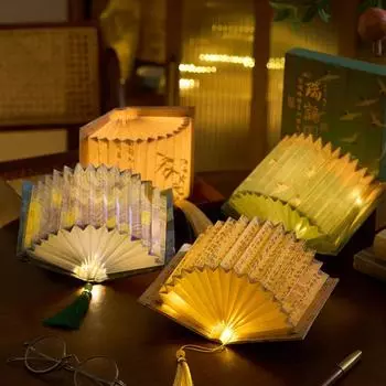 3D стереоскопический DIY лампа для книг в форме веера в старинном стиле искусство книжный светильник известные картины настольное украшение ночник для дома