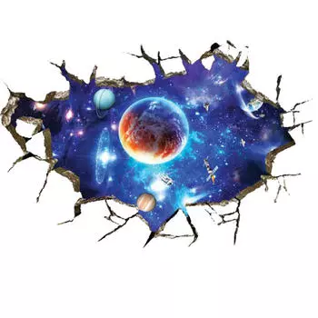 3D стикер на стену с видом из окна, съемный винил, художественная наклейка для комнаты, настенное украшение для дома синий