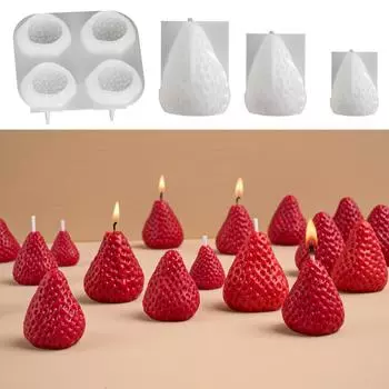 3D Strawberry Candle Molds Casting Molds Silicone Mould Ornament Candle Making Molds Epoxy Resin Molds Baking Molds A
