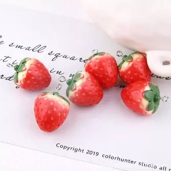 3D Strawberry Necklace Jewelry Making DIY Jewelry Accessories DIY Earring Strawberry Pendant 10Pcs