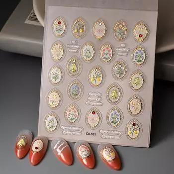 3D Стразы Цветочный и Животный Принт Наклейки для Ногтей