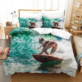 3D surf On The Sea Bedding Sets Duvet Cover Set With Pillowcase Twin Full Queen King Bedclothes Duvet Cover 70x133cm 2pcs