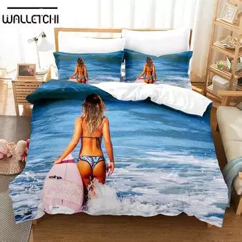 3D Surfing On The Sea Bedding Sets Duvet Cover Set With Pillowcase Twin Full Queen King Bedclothes Bed Linen EU Single 135x200cm