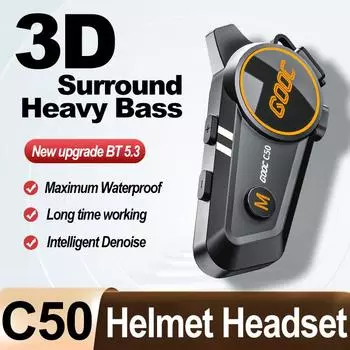 3D Surround Heavy Bass Мотоциклетный шлем Гарнитура Стерео Bluetooth Hands Free Звонок IPX7 Водонепроницаемый С Трехцветной Подсветкой