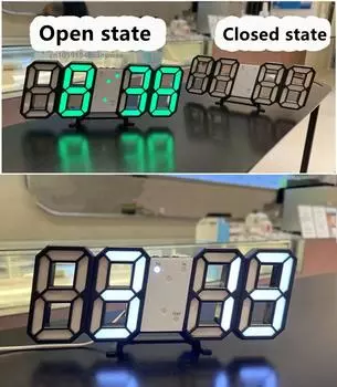 3D светодиодные цифровые часы настенные деко светящиеся ночной режим регулируемые электронные настольные часы настенные часы украшения гостиной светодиодные часы синий