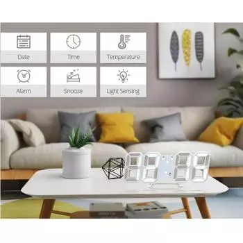 3D светодиодные цифровые часы, светящиеся модные настенные часы, многофункциональные креативные электронные часы с разъемом USB, украшение для дома чёрный