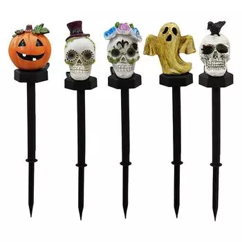 3D светодиодные скелетные лампы для Хэллоуина из смолы для сада, двора, дорожки, газона, декора для вечеринки - C