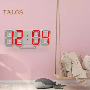 3D светодиодный цифровой 12/24-часовой дисплей настенный повтор будильника гостиная живой город модный домашний декор one size белый