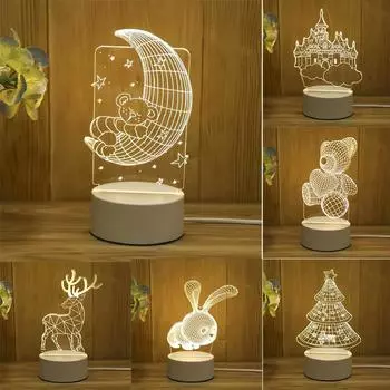 3D светодиодный ночник, интеллектуальное освещение для мебели, комнатный дисплей, детский праздничный подарок Sika Deer
